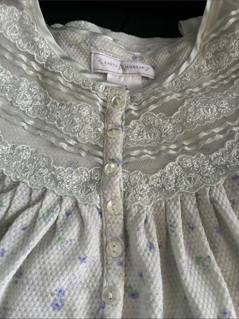 Earth Angels Lace-Trim Nightgown in Pale Lavender and Mint - Picture 4 of 5